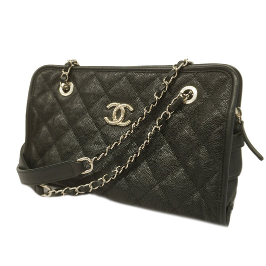 Chanel Shoulder Bag Matelasse Chain Caviar Skin Black
