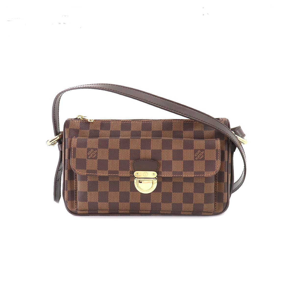 Louis Vuitton Damier Ravello GM Shoulder Bag Ebene Gold Metal Fittings