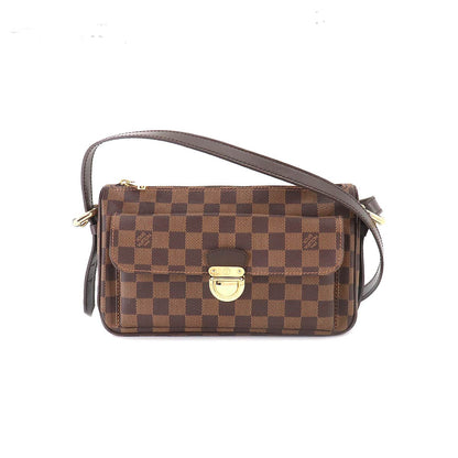 Louis Vuitton Damier Ravello GM Shoulder Bag Ebene Gold Metal Fittings