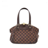 Louis Vuitton Damier Verona PM Hand Bag Ebene Brown Gold Hardware