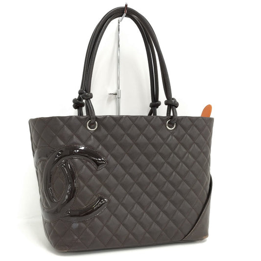 Chanel Cambon Line Large Tote Bag Leather Dark Brown