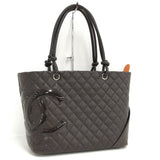 Chanel Cambon Line Large Tote Bag Leather Dark Brown