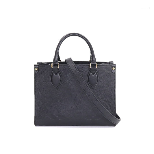 Louis Vuitton Monogram Emplant Onthego PM 2way Tote Shoulder Bag Noir