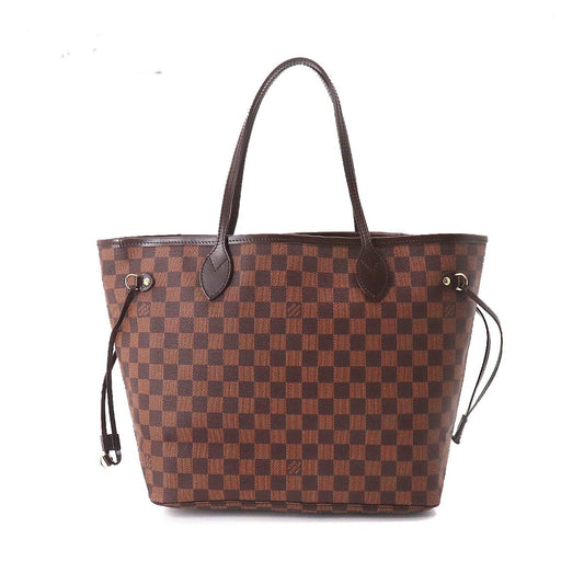 Louis Vuitton Damier Neverfull MM Tote Bag Ebene Brown Gold Metal Fittings
