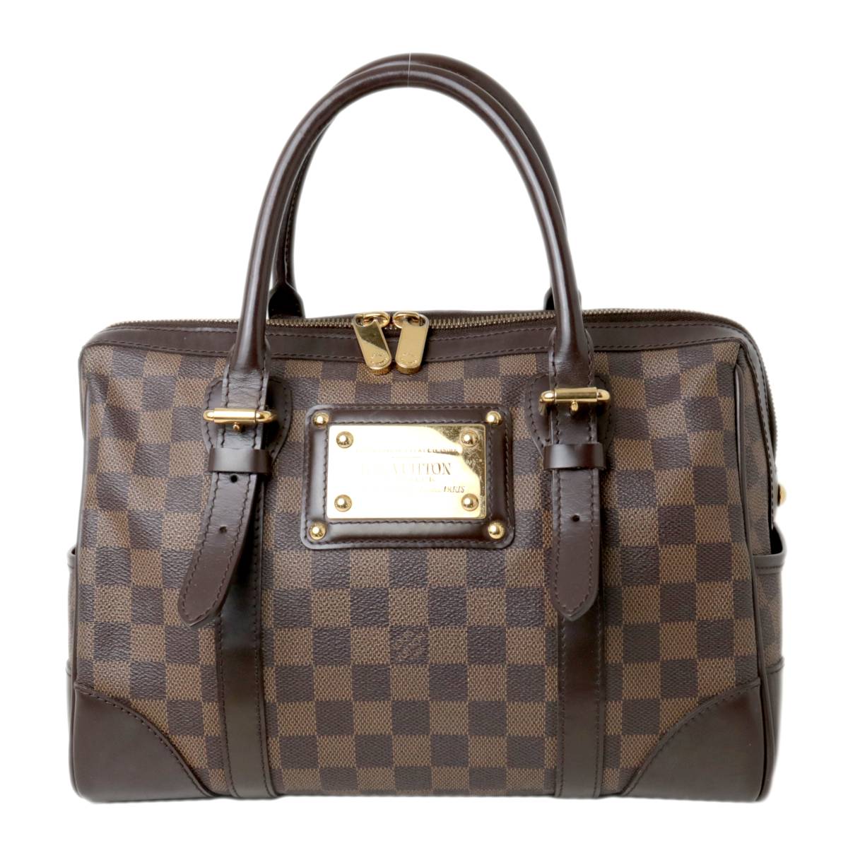 Louis Vuitton Berkley Handbag Logo Plate Damier Ebene