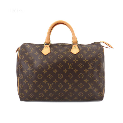 Louis Vuitton Monogram Speedy 35 Hand Bag Brown Gold Hardware