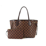 Louis Vuitton Damier Neverfull PM Tote Bag Brown Gold Hardware