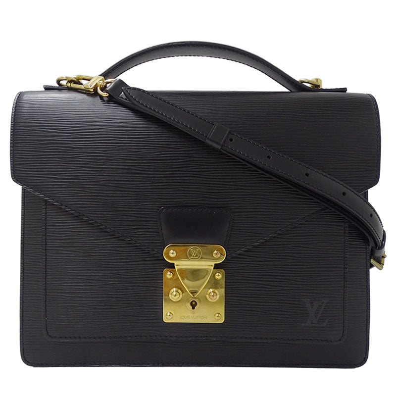 Louis Vuitton Epi Shoulder Bag Monceau Noir Black