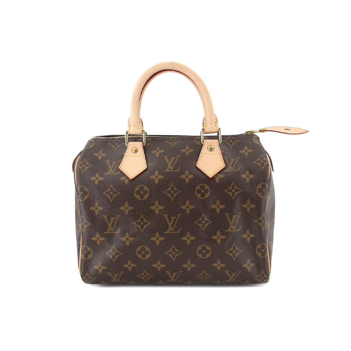 Louis Vuitton Monogram Speedy 25 Hand Bag Brown Gold Metal Fittings