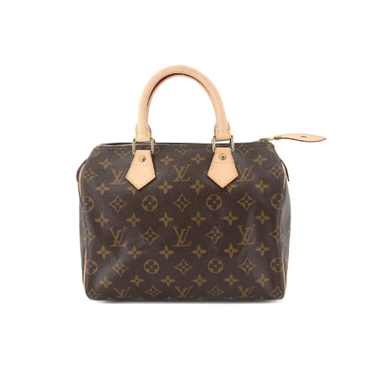 Louis Vuitton Monogram Speedy 25 Hand Bag Brown Gold Metal Fittings