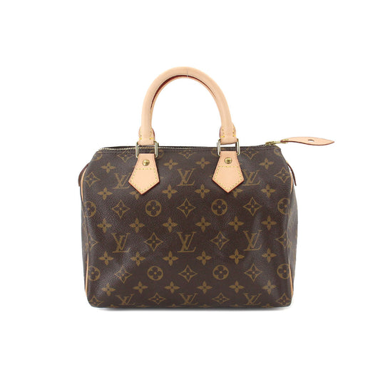 Louis Vuitton Monogram Speedy 25 Hand Bag Brown Gold Metal Fittings