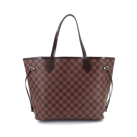 Louis Vuitton Damier Neverfull MM Ebene Series Brown Gold Metal Fittings