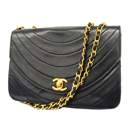 Chanel Shoulder Bag Chain Lambskin Navy