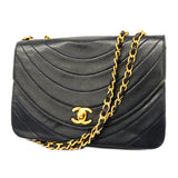 Chanel Shoulder Bag Chain Lambskin Navy