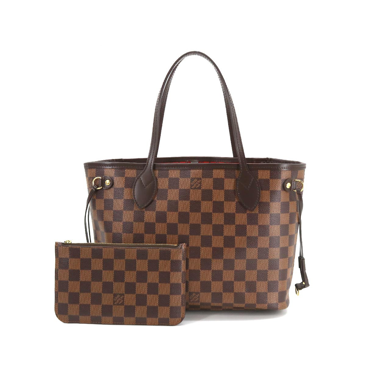 Louis Vuitton Damier Monogram Neverfull PM Tote Bag Brown Gold Hardware