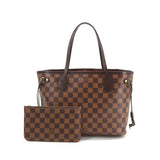 Louis Vuitton Damier Monogram Neverfull PM Tote Bag Brown Gold Hardware