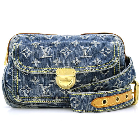 Louis Vuitton Monogram Denim Bum Bag Body Bag Blue