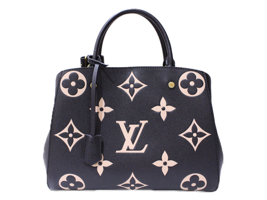 Louis Vuitton Montaigne MM Handbag Shoulder Bag Emplant Noir Black