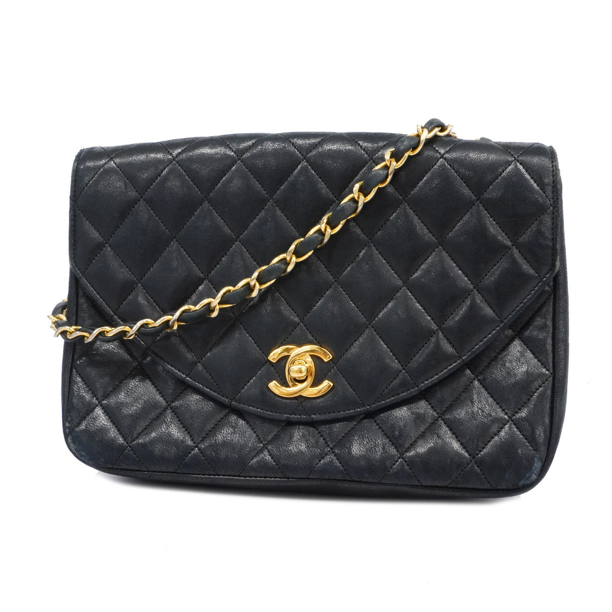 Chanel Shoulder Bag Matelasse Chain Lambskin Black