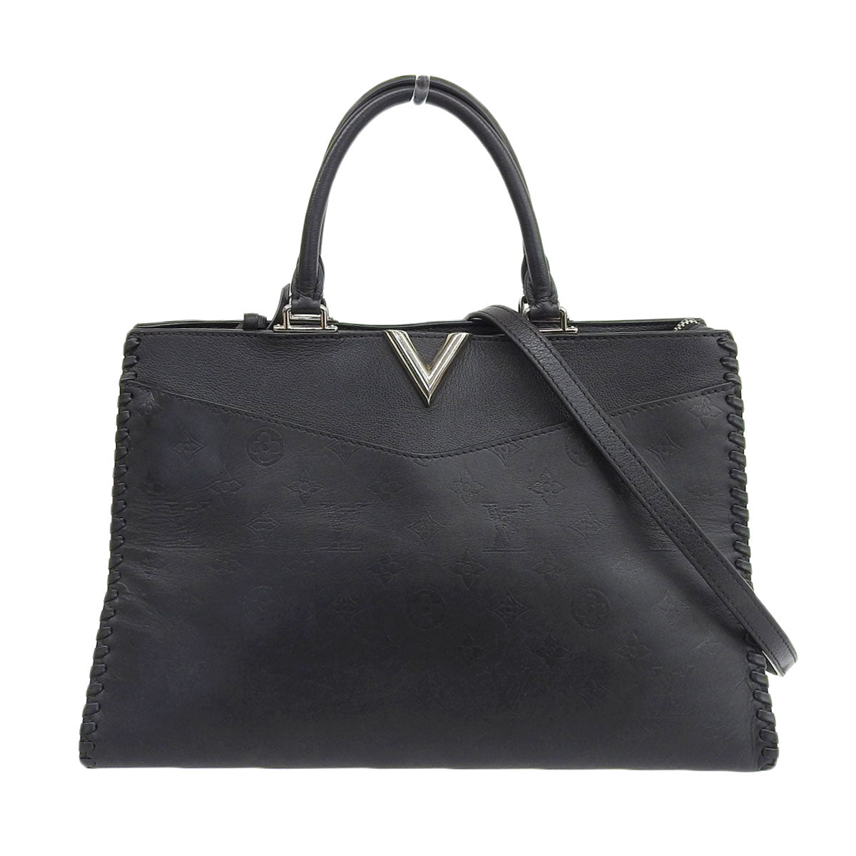 Louis Vuitton Very Zip Tote 2 Way Bag Leather Noir Black Silver Hardware