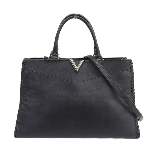 Louis Vuitton Very Zip Tote 2 Way Bag Leather Noir Black Silver Hardware