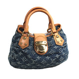 Louis Vuitton Pleaty Handbag Tote Bag Monogram Denim