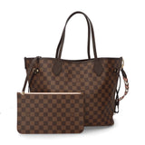 Louis Vuitton Neverfull MM Handbag Shoulder Bag Brown