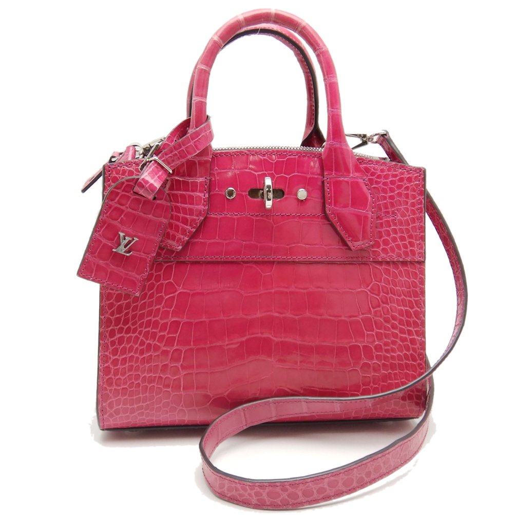 Louis Vuitton Mini Handbag Alligator Rose Fuchsia