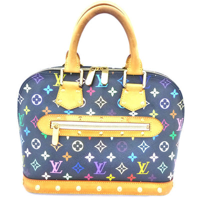 Louis Vuitton Alma Multicolor Noir Black Studs Cute Monogram Handbag