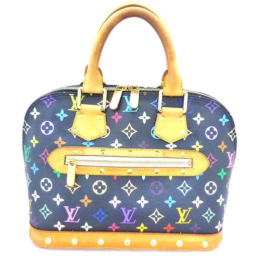 Louis Vuitton Alma Multicolor Noir Black Studs Cute Monogram Handbag