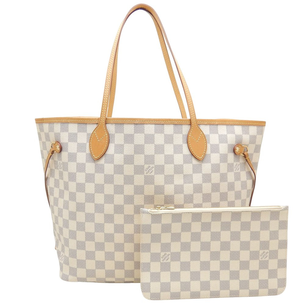 Louis Vuitton Damier Azur Neverfull MM Tote Bag White