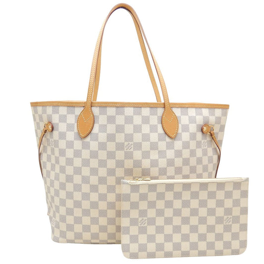 Louis Vuitton Damier Azur Neverfull MM Tote Bag White