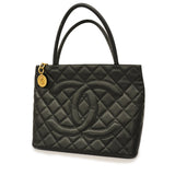 Chanel Tote Bag Reproduction Caviar Skin Black Gold