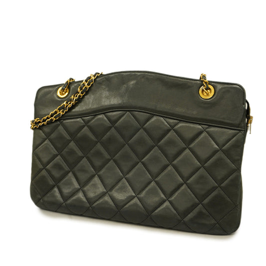 Chanel Shoulder Bag Matelasse Chain Lambskin Black