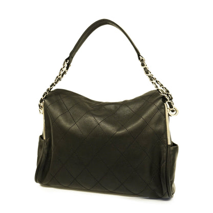 Chanel Shoulder Bag Matelasse Lambskin Black Silver