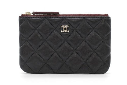 Chanel Classic Mini Pouch Cosmetic Pouch Matelasse Black Lamb Cocomark