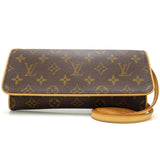 Louis Vuitton Monogram Pochette Twin GM Crossbody Shoulder Bag Brown