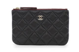 Chanel Classic Mini Pouch Cosmetic Pouch Matelasse Black Lamb Cocomark