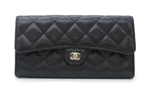 Chanel Matelasse Long Wallet Caviar Skin Black