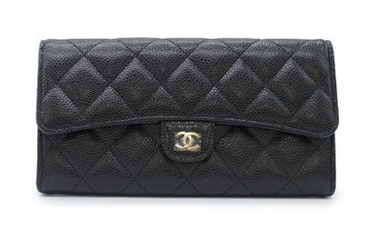 Chanel Matelasse Long Wallet Caviar Skin Black