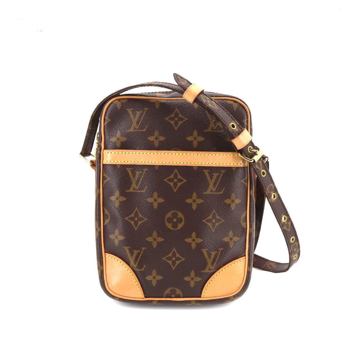 Louis Vuitton Monogram Danube Shoulder Bag Brown Gold Hardware