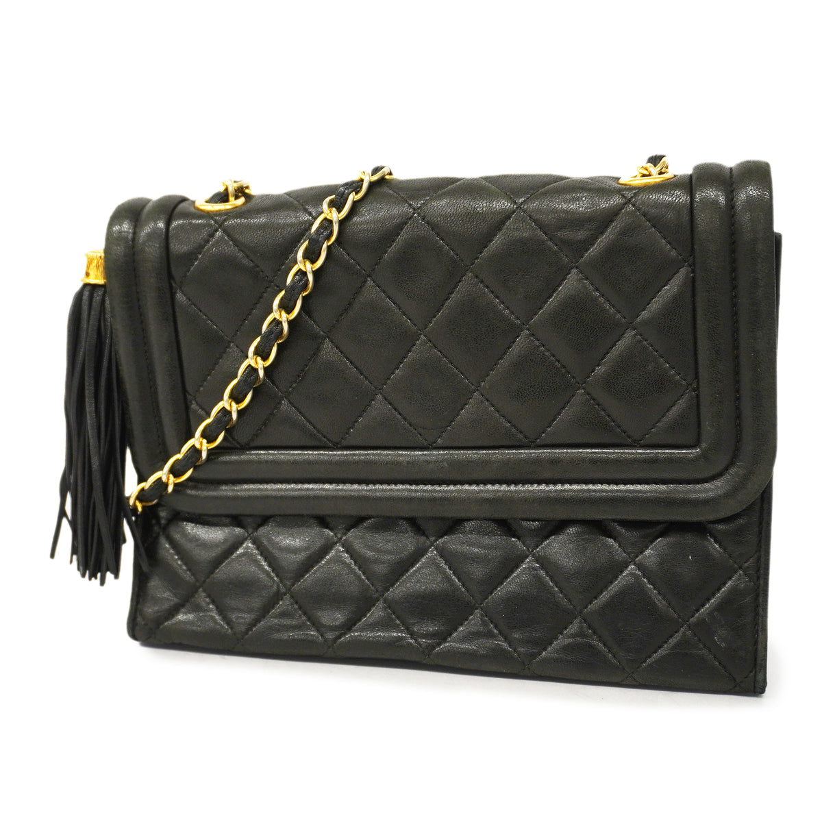 Chanel Shoulder Bag Matelasse Chain Lambskin Black