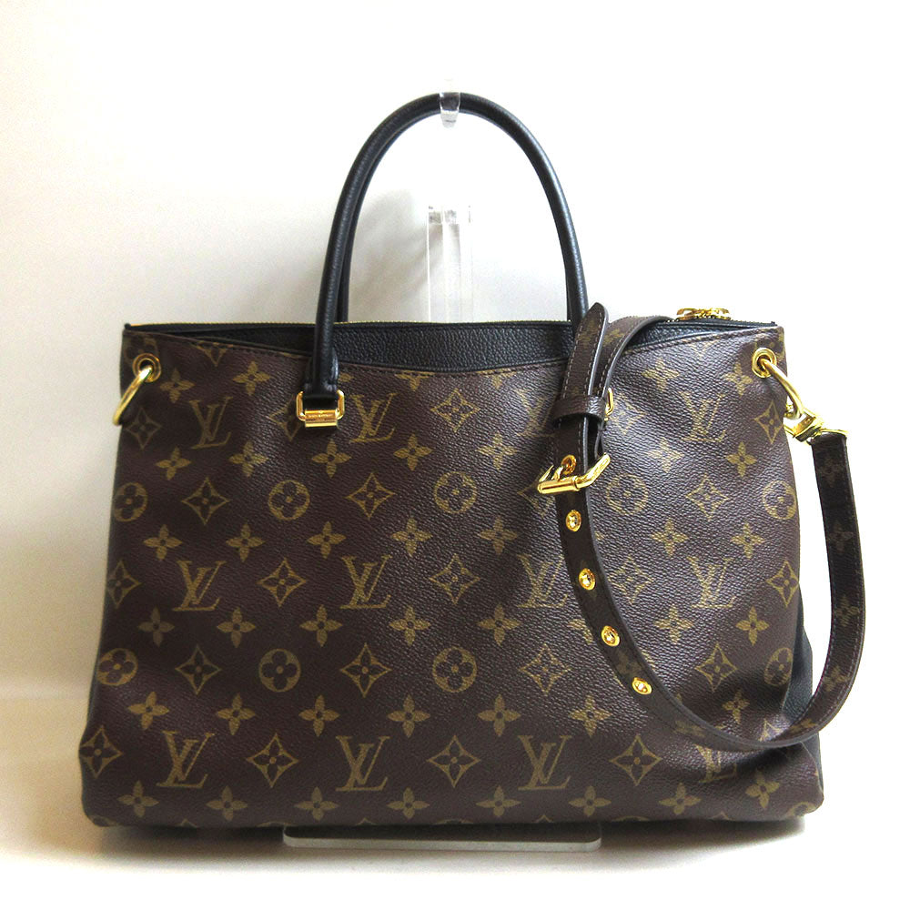 Louis Vuitton Pallas Black Handbag Shoulder 2 Way Bag Monogram
