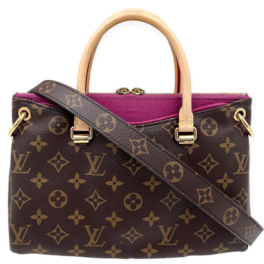 Louis Vuitton Monogram Pallas BB Shoulder Bag Brown Grape Gold Metal Fittings