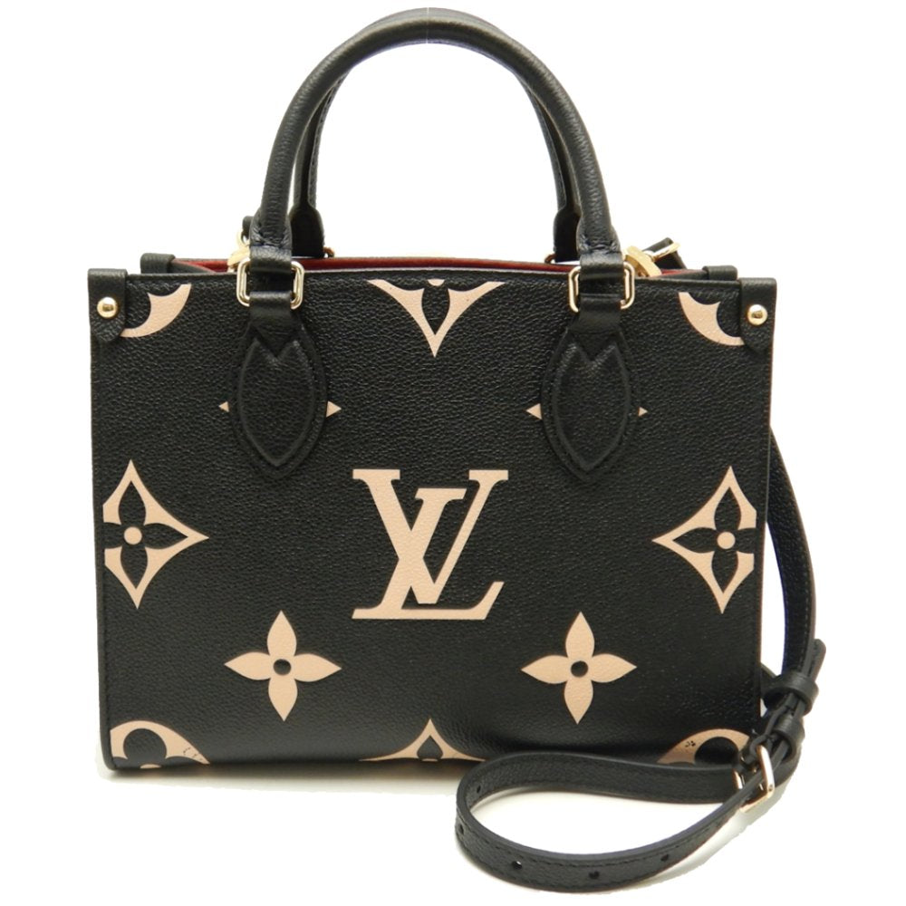 Louis Vuitton Amplant On The Go PM Shoulder Bag Black Beige