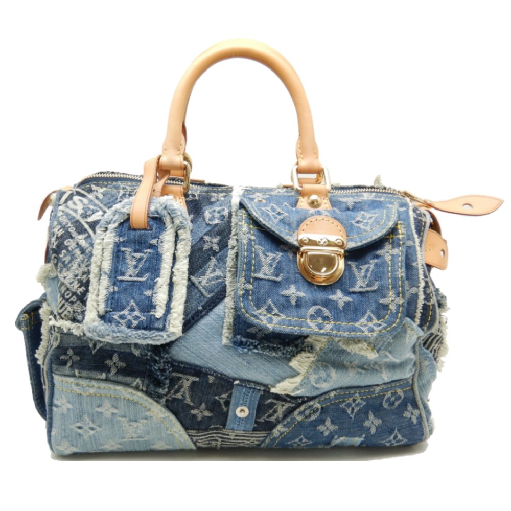 Louis Vuitton Monogram Denim Speedy 30 Blue Boston Bag