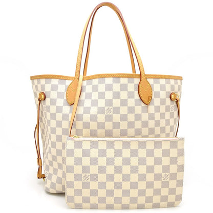 Louis Vuitton Damier Azur Neverfull MM Rose Ballerine Tote Bag