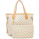 Louis Vuitton Damier Azur Neverfull MM Rose Ballerine Tote Bag