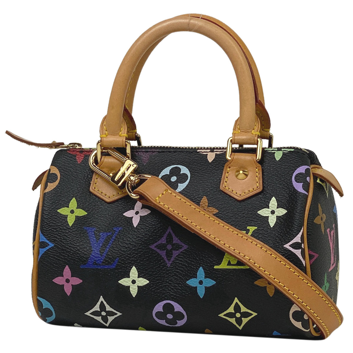 Louis Vuitton Mini Speedy Shoulder Bag Monogram Multicolor Black