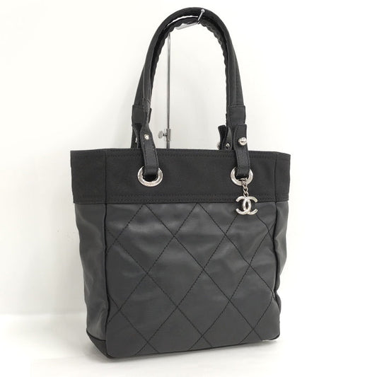 Chanel Tote Bag Paris Biarritz PM Leather Black